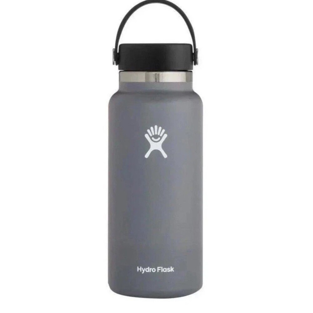 Hydro Flask 32oz Water Bottle Wide Mouth Flex Cap Insulated Stainless Stone Gray
